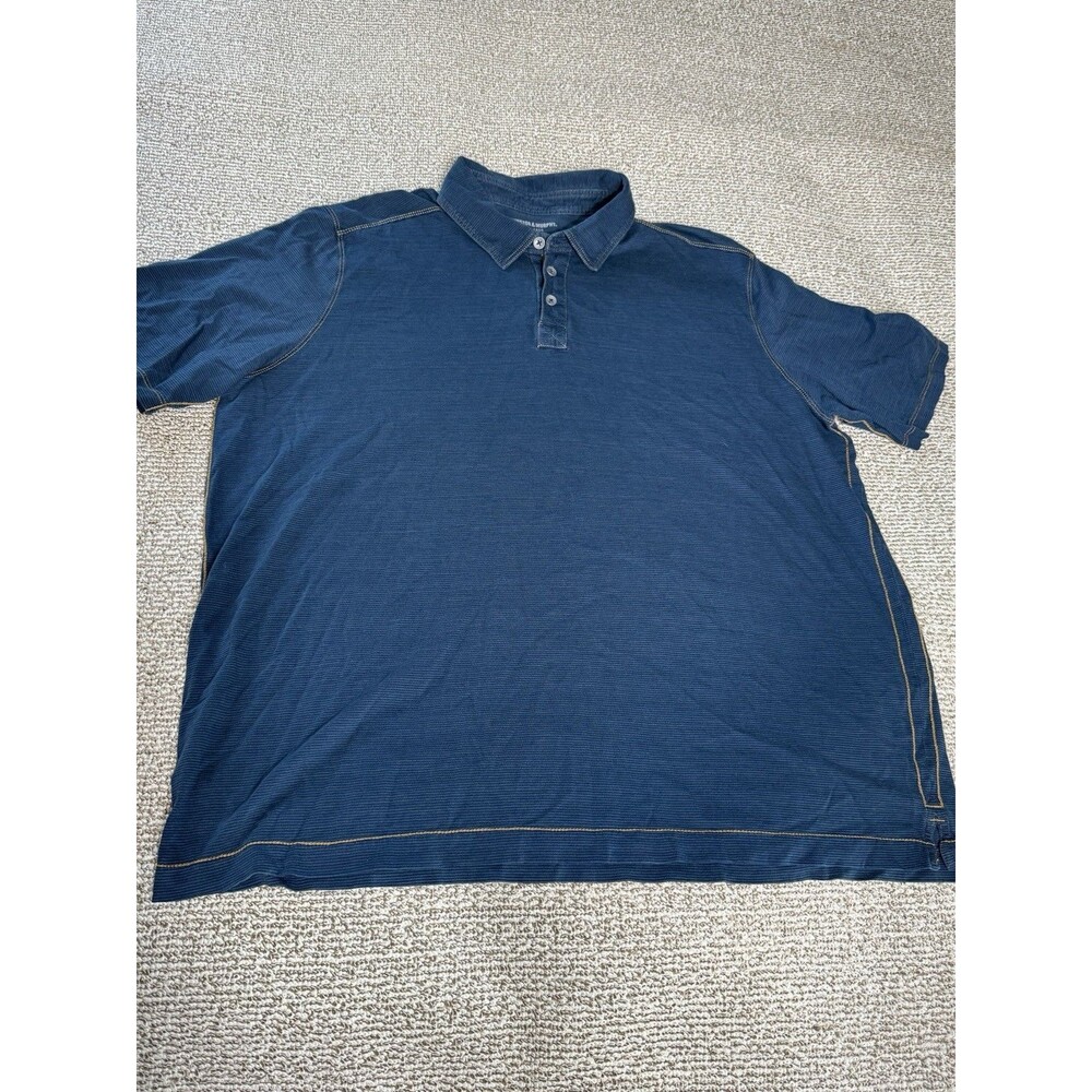 Johnston & Murphy Short Sleeve Contrast Stitch Faded Black Polo Mens XXL